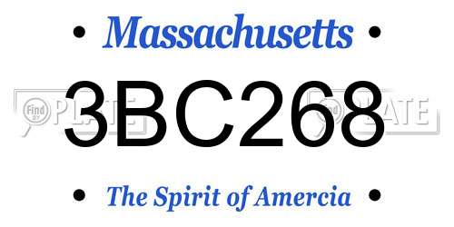 3BC268 Massachusetts License Plate