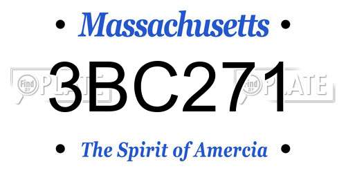 3BC271 Massachusetts License Plate