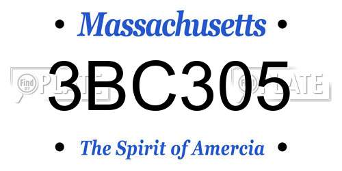 3BC305 Massachusetts License Plate