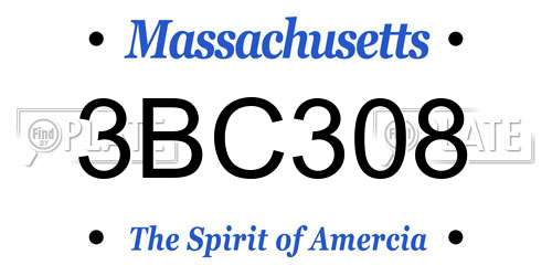 3BC308 Massachusetts License Plate