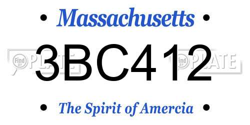 3BC412 Massachusetts License Plate