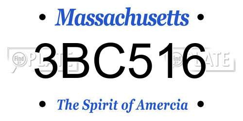 3BC516 Massachusetts License Plate