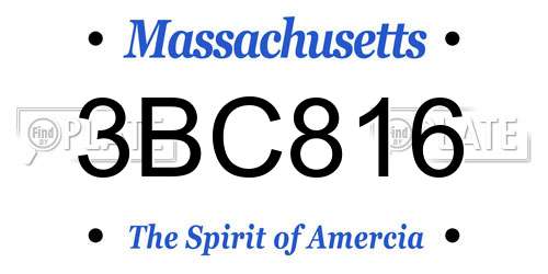 3BC816 Massachusetts License Plate