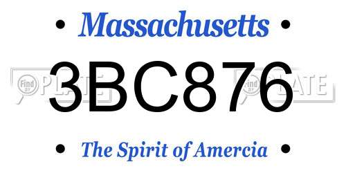 3BC876 Massachusetts License Plate
