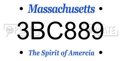 3BC889 Massachusetts License Plate