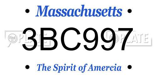 3BC997 Massachusetts License Plate