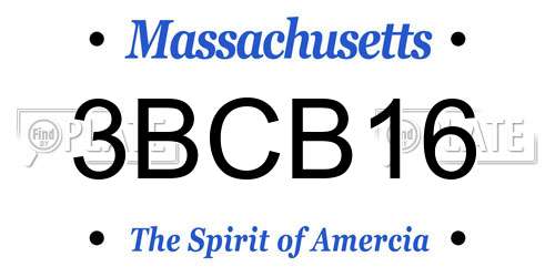 3BCB16 Massachusetts License Plate