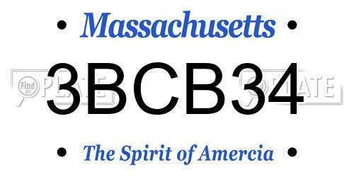 3BCB34 Massachusetts License Plate