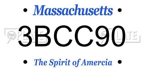 3BCC90 Massachusetts License Plate