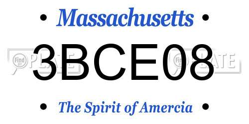 3BCE08 Massachusetts License Plate