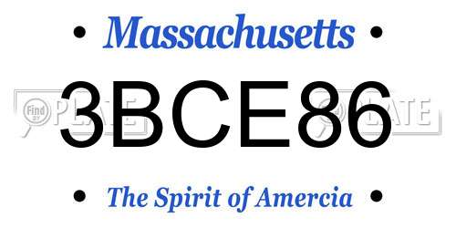 3BCE86 Massachusetts License Plate