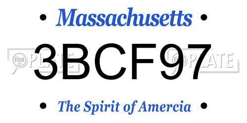 3BCF97 Massachusetts License Plate