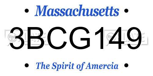 3BCG149 Massachusetts License Plate