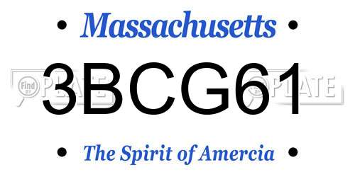 3BCG61 Massachusetts License Plate