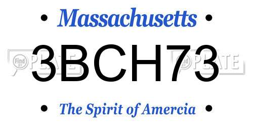 3BCH73 Massachusetts License Plate
