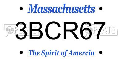 3BCR67 Massachusetts License Plate
