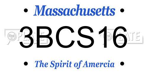 3BCS16 Massachusetts License Plate