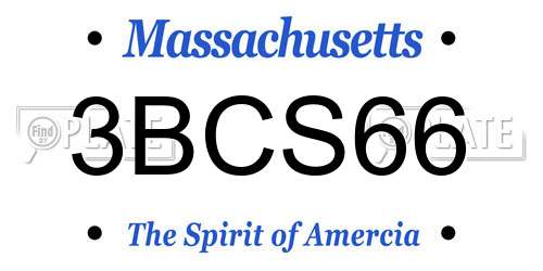 3BCS66 Massachusetts License Plate