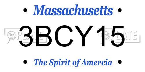 3BCY15 Massachusetts License Plate