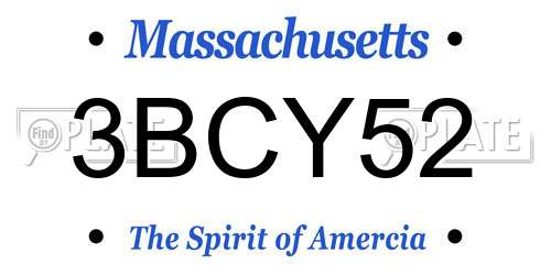 3BCY52 Massachusetts License Plate