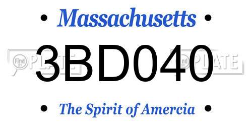 3BD040 Massachusetts License Plate
