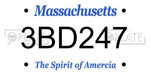 3BD247 Massachusetts License Plate