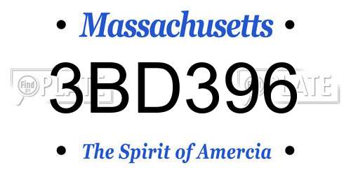 3BD396 Massachusetts License Plate