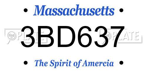 3BD637 Massachusetts License Plate