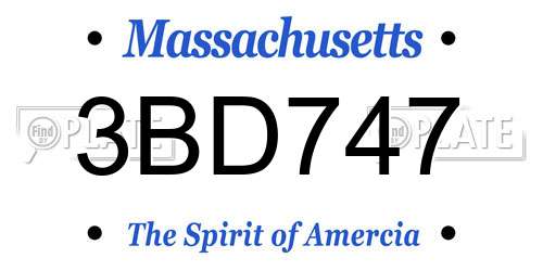 3BD747 Massachusetts License Plate