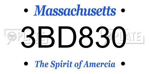3BD830 Massachusetts License Plate