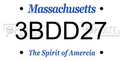 3BDD27 Massachusetts License Plate