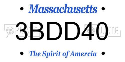 3BDD40 Massachusetts License Plate