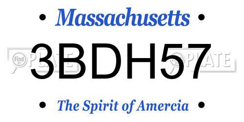 3BDH57 Massachusetts License Plate