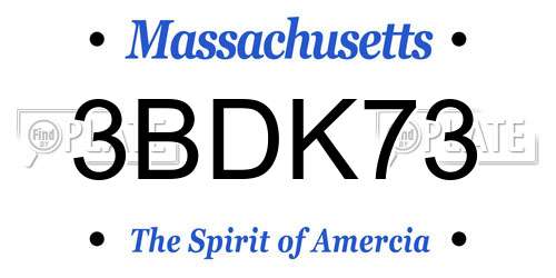 3BDK73 Massachusetts License Plate