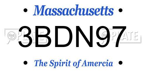 3BDN97 Massachusetts License Plate