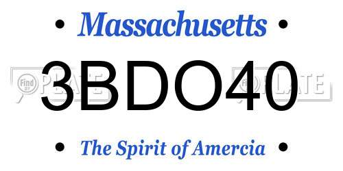 3BDO40 Massachusetts License Plate