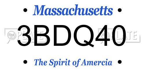 3BDQ40 Massachusetts License Plate