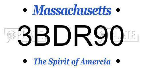 3BDR90 Massachusetts License Plate