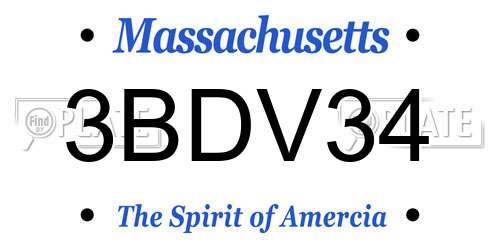 3BDV34 Massachusetts License Plate