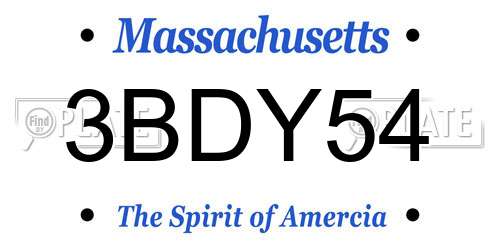 3BDY54 Massachusetts License Plate