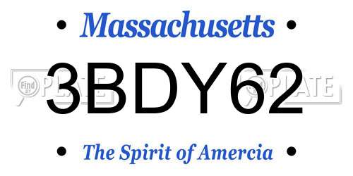 3BDY62 Massachusetts License Plate