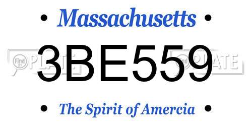 3BE559 Massachusetts License Plate