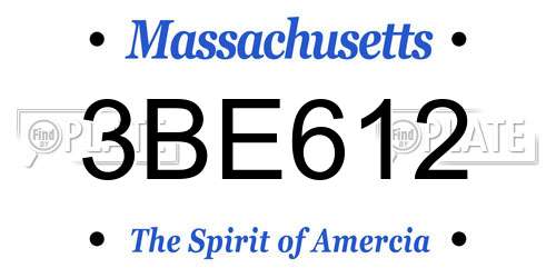 3BE612 Massachusetts License Plate