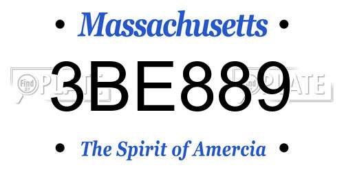 3BE889 Massachusetts License Plate