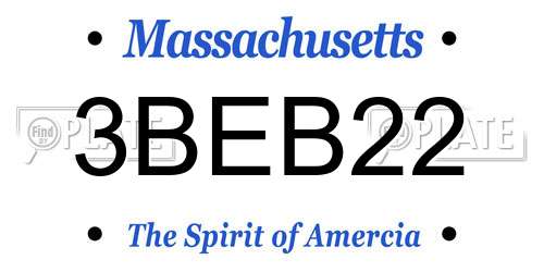 3BEB22 Massachusetts License Plate
