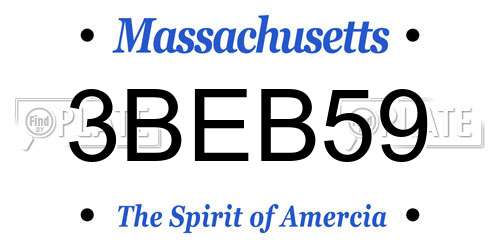 3BEB59 Massachusetts License Plate