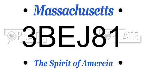 3BEJ81 Massachusetts License Plate