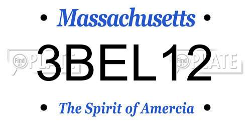 3BEL12 Massachusetts License Plate