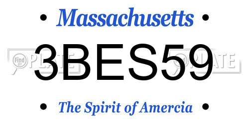 3BES59 Massachusetts License Plate
