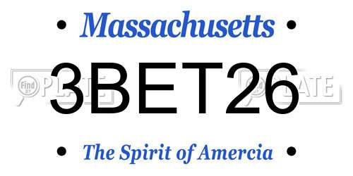 3BET26 Massachusetts License Plate